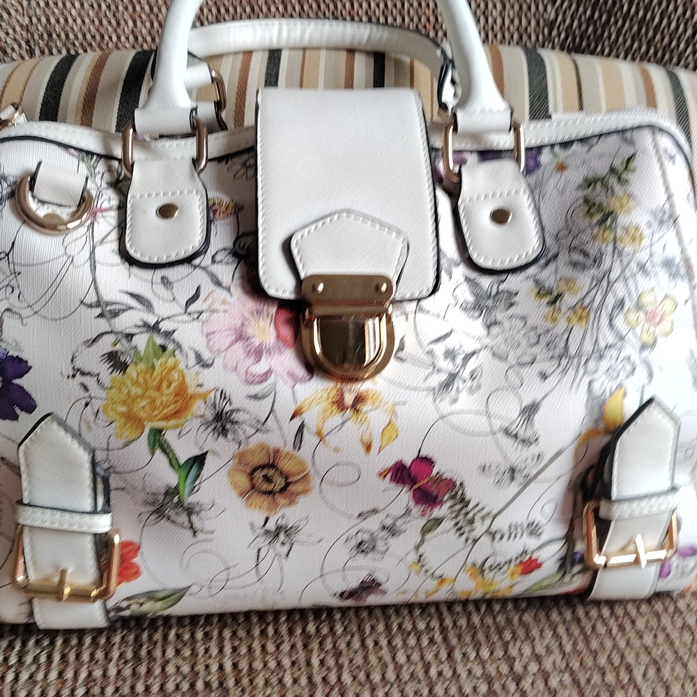 Floral Handbag with Gold Accents